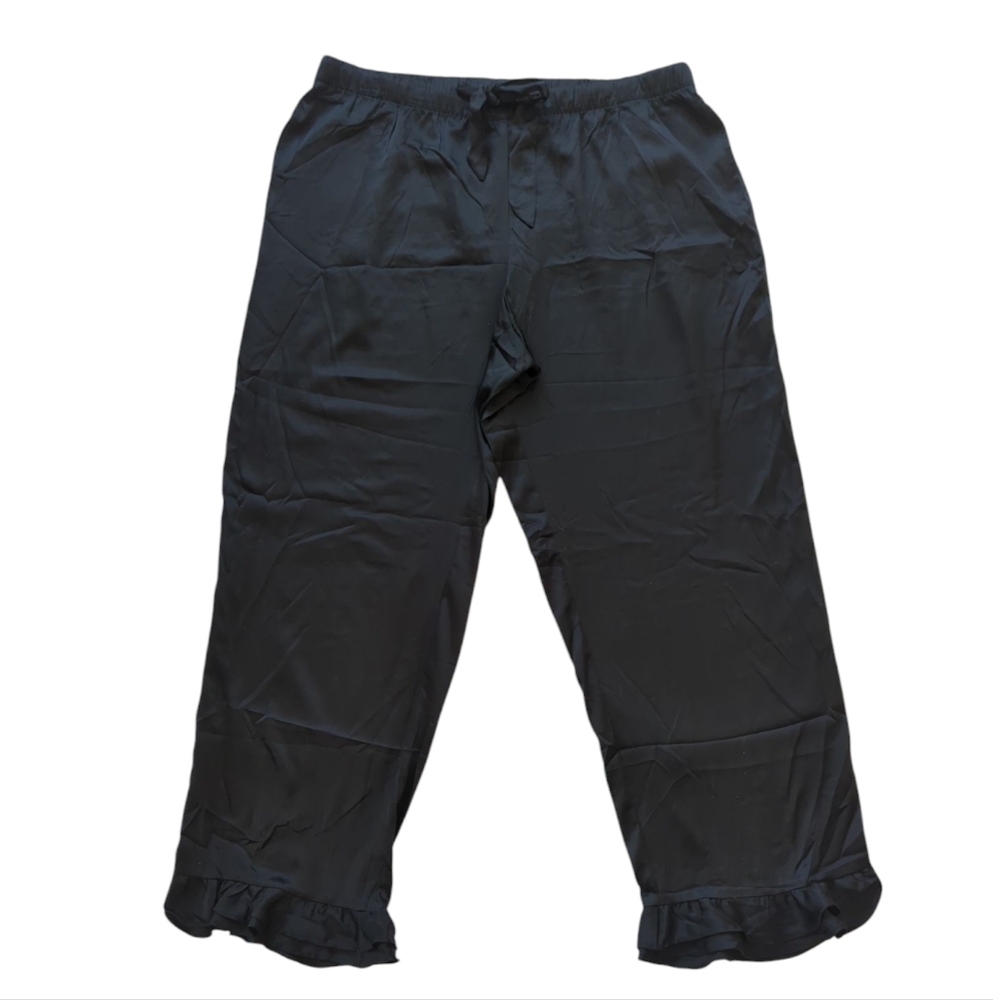 Victoria's Secret Ruffle Hem Pajama Pants LARGE Black